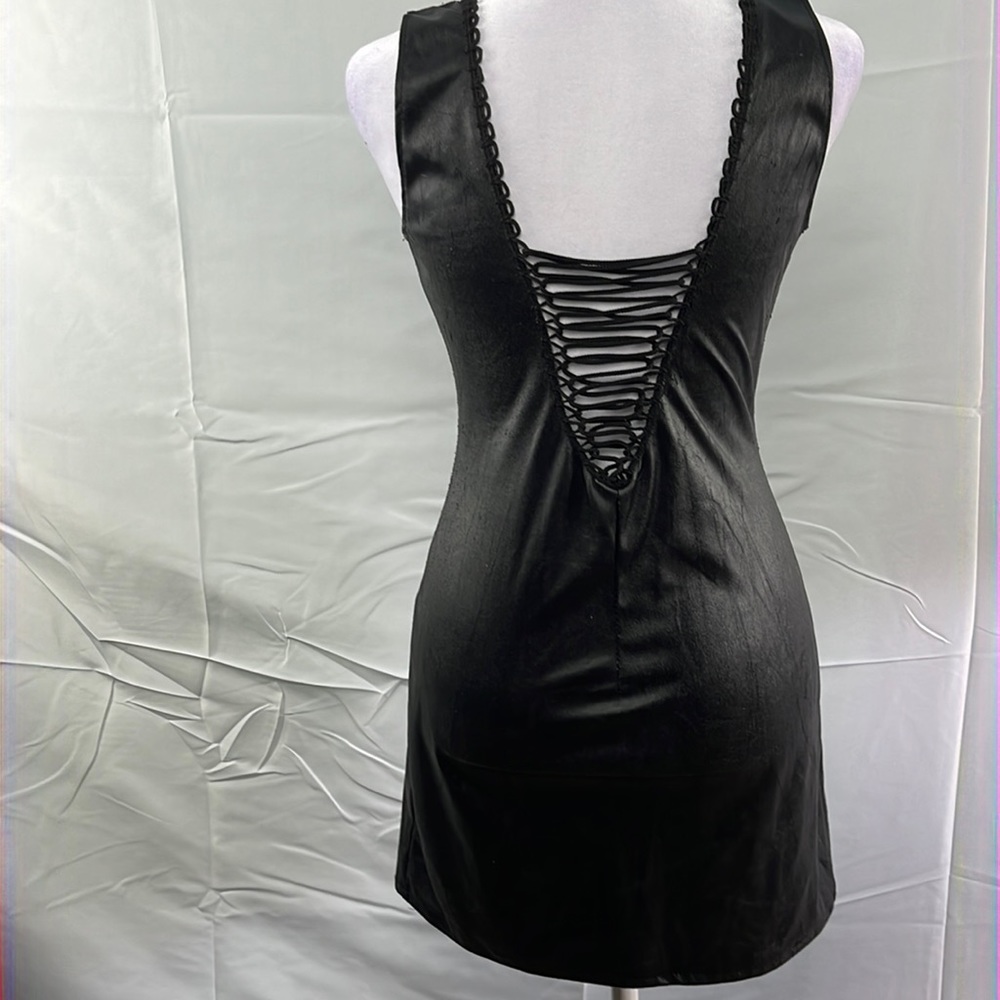 Vintage black vinyl mini dress